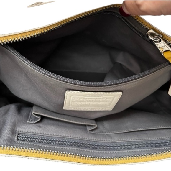 Coach Two-Tone Beige and Light Gray Leather Shoulder Tote with Tassels- Candace - Picture 9 of 12